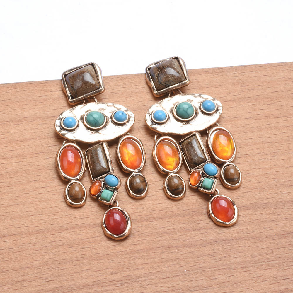 Fancy 2023 You are the Trend Dangle Drop Earings Old Fashion Big Colorful Stones Damenohrringe Luxusschmuck