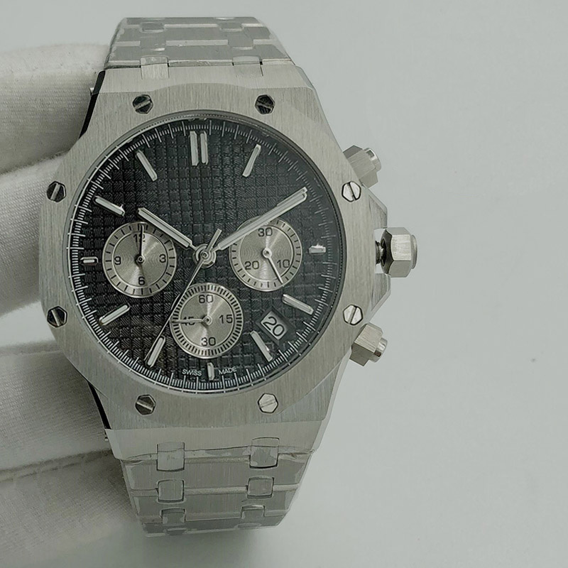 Relógio masculino de luxo de alta qualidade, movimento de quartzo, pulseira de aço inoxidável, versão esportiva VK Chronograph, relógio à prova d'água