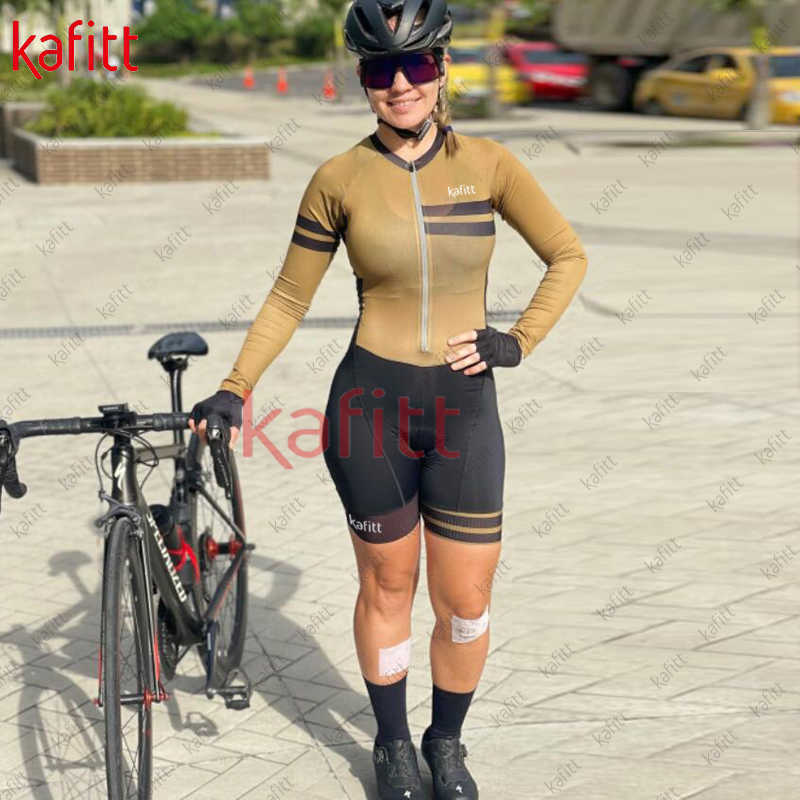 Ensembles de vêtements de cyclisme Kafitt Cycling Wear Ensemble de sweat-shirt pour femmes Uniforme d'équipe de cyclisme sur route 3D Imprimé Singe Combinaison à manches courtesHKD230625