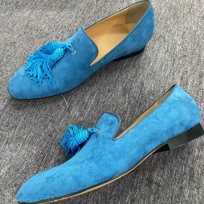 Scarpe da uomo in velluto di alta qualità Mocassini con nappe alla moda Scarpe estive fatte a mano Mocasines Scarpe casual da uomo