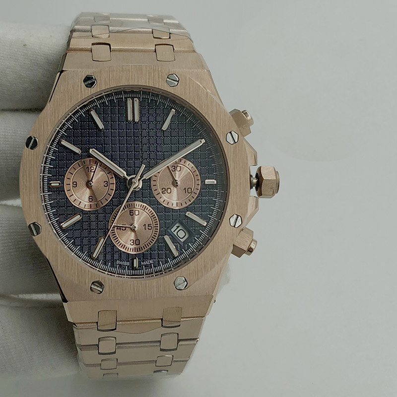 Relógio masculino de luxo de alta qualidade, movimento de quartzo, pulseira de aço inoxidável, versão esportiva VK Chronograph, relógio à prova d'água