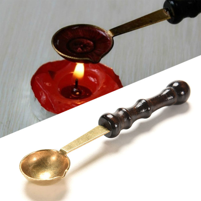 Quality Wax Stamp Sealing Spoon Vintage Wood Handle Sealing Wax Spoon Anti Hot dh985