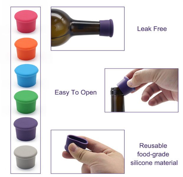 Vendite calde Tappo vino rosso in silicone Food Grade Birra Tappi bottiglie bevande Sigillanti Tappi bottiglie di vino senza perdite Sigillanti la conservazione fresca JL1292