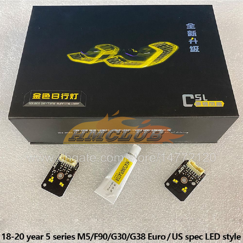 Applicable Fo BMW 5 Series G30 520 525 530 535 CSL DRL M5 Yellow Golden Color Eye Lamps G31 F90 Daylight Lemon Yellow Daytime Running Light Lemon Yellow Car Lights Lamp