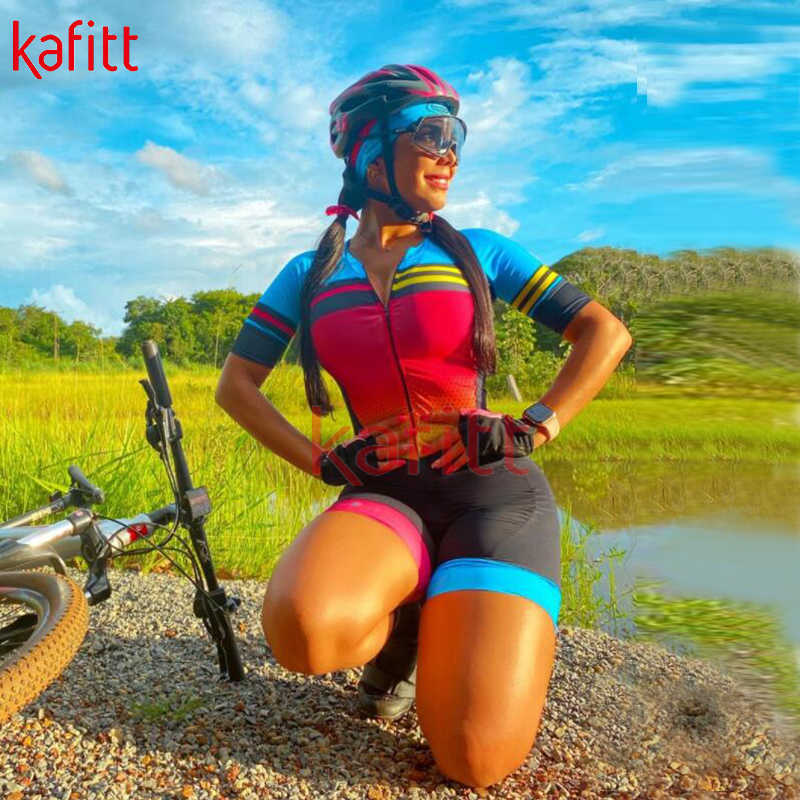 Conjuntos de ropa de ciclismo Kafitt Nuevo traje de sudadera para mujer Brasil Envío Top de ciclismo para mujer Ropa de ciclismo de manga corta de verano Monos sexyHKD230625