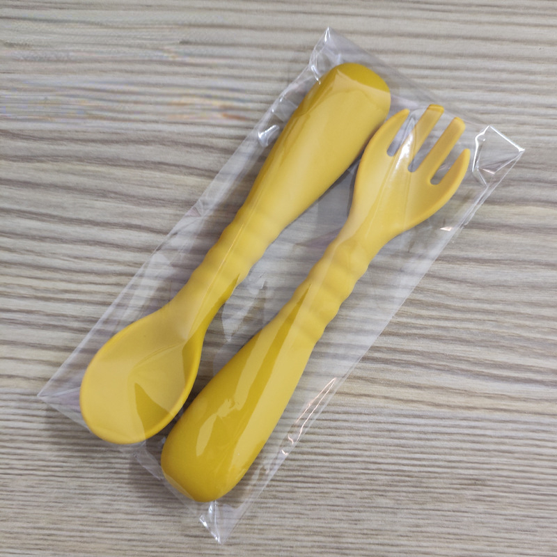 New Baby Feeding Silicone Spoon Fork Set Solid Striped Baby Soft Training Food Tableware Toddlers Infant Dishes