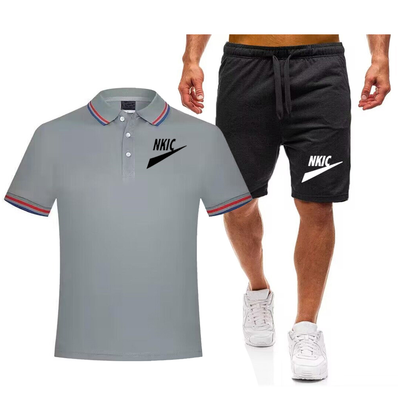 Summer Men's Dwuczęściowy set marka litera drukująca Niebieska T-shirt i szorty Zestaw męski garnitur sportowy moda krótkie rękawe