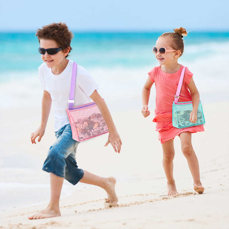 Nouveau jouet de plage sac en maille enfants sac de rangement coquille jouet de plage sac de coquillage sac de piscine en maille sable jouets accessoires de natation pour garçons et filles