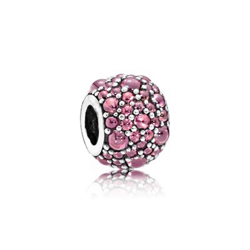 Passar Pandora Original Armband 20st Silver Charms Pärlor Pink Blue Crystal Honeysuckle Water Droplets Silver Charms Bead For Women Diy European Halsbandsmycken