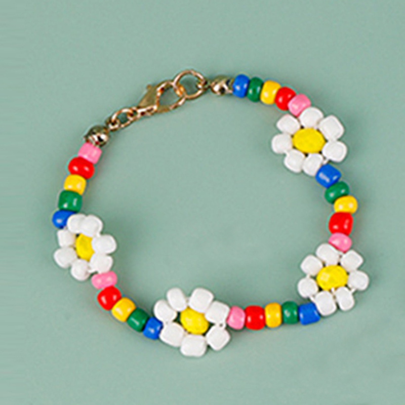 Pulseira de flor linda de verão com miçangas para meninas pulseira de amizade para crianças acessórios joias atacado