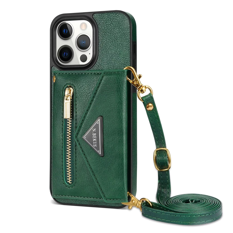 Lanyard Flip Wallet Stand TPU Shoulder Strap PU Leather Phone Case for IPhone 14 3 12 11 Pro XS Max XR X 7 8 Plus With Strap