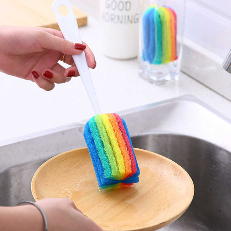 NOWOŚĆ 1/Rainbow Sponge pędzel butelka do butelek o kubku kubka szczotka szczotka do mycia gąbki szczotki z przyborami do czyszczenia uchwytu