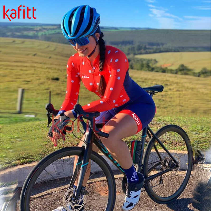 Conjuntos de ropa de ciclismo Kafitt Mallas de ciclismo Mono de manga larga para mujer Traje de bicicleta Bicicleta de carretera Traje de bicicleta de montaña Sudadera profesional CiclismoHKD230625