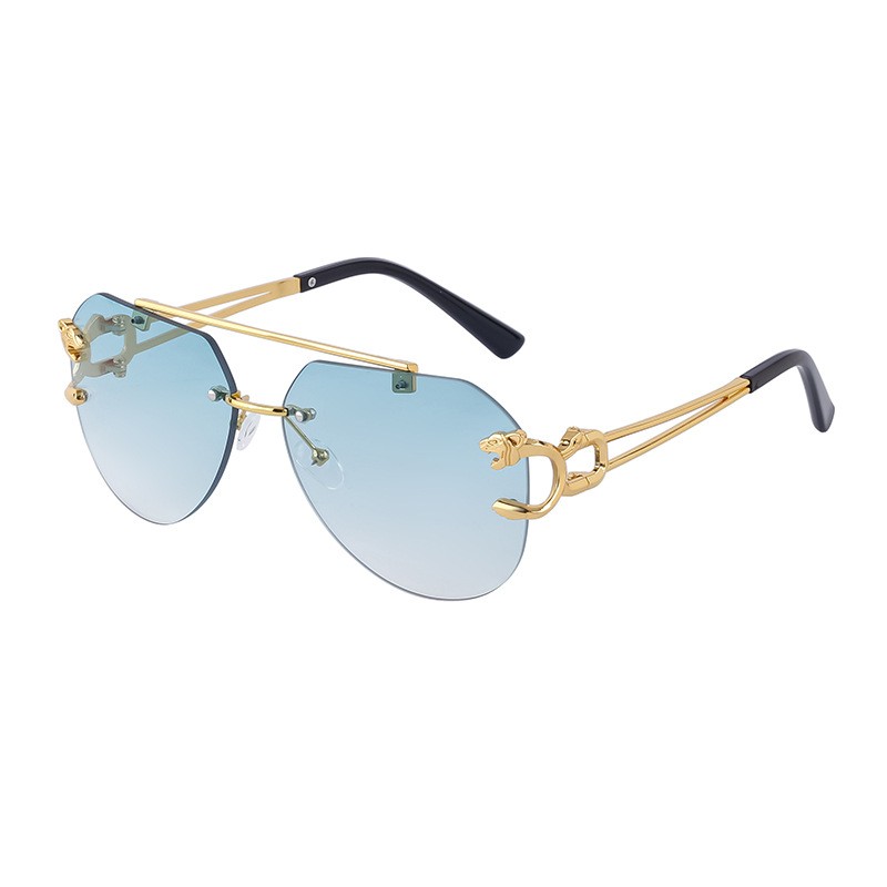 2023 High Repurchase Rate Hot Selling New Model Frameless Pilot Double Bridge Titanium Alloy High-End Men's And Women's Sunglasses Gradient Lens And Solid Lens Style