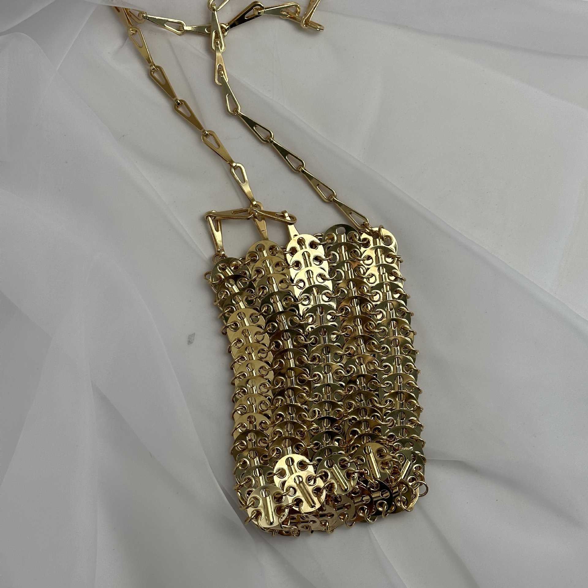 Vente chaude sac brillant argenté, sac à paillettes de perles tissées à la main, sac pour téléphone portable, longue bandoulière, sac à bandoulière à une épaule, tendance pour femmes 230625