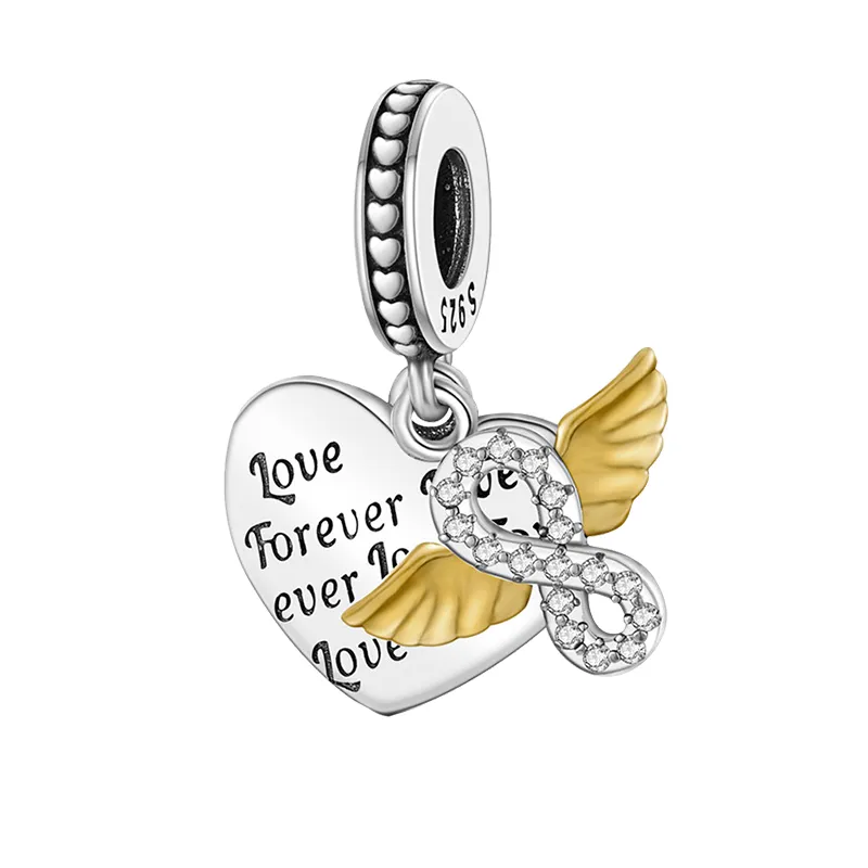 925 Silver Fit Pandora Charm 925 Bracelet Infinite Love Charm Family Forever Heart charms set Pendant DIY Fine Beads Jewelry
