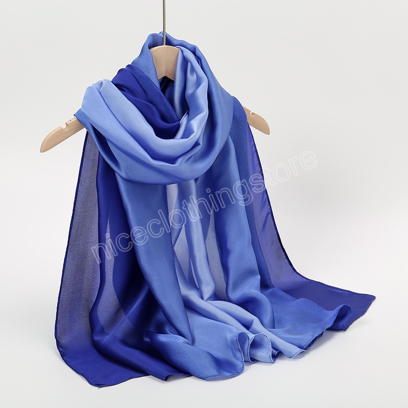 Gradient Satin Long Shawls Ombre Silk Bag Scarves Big Size Muslim Women Hijab Travel Beach Maxi Wrap Elegant Ladies Party Shawl