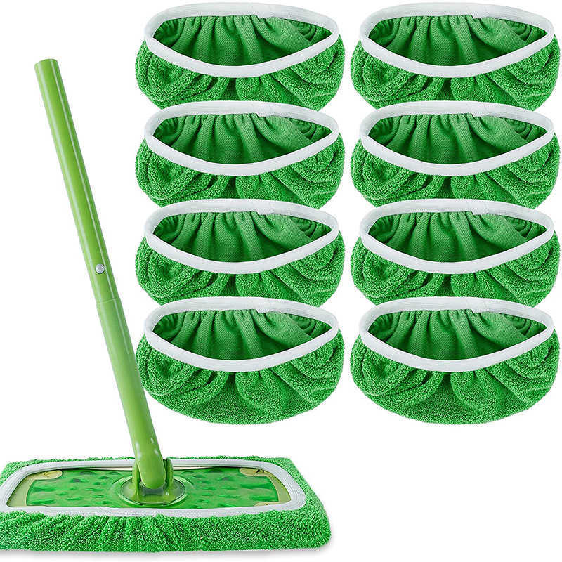 Nytt förtjockat elastiskt band Flat Mop Cloth Coral Fleece/Microfiber/Chenille Ersättning Rotary Mop Cleaning Pad For Badrum