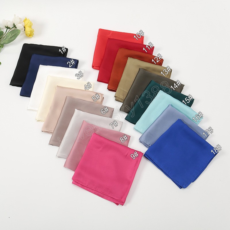 Mode 70*70 cm Platz Frauen Candy Farbe Seide Schal Schal Büro Dame Haar Hals Stirnband Foulards Kopftuch Moslemisches hijab