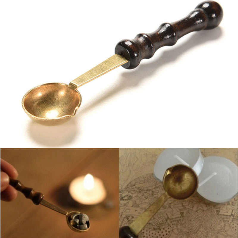 Quality Wax Stamp Sealing Spoon Vintage Wood Handle Sealing Wax Spoon Anti Hot dh985