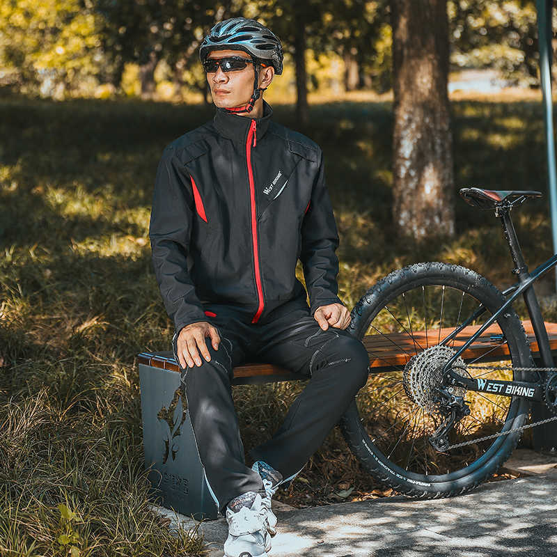 Conjuntos de roupas de ciclismo WEST BIKING Conjunto de ciclismo térmico de inverno Bicicleta Jaqueta Roupas Calças Esporte ao ar livre Terno à prova de vento MTB Bicicleta de estrada masculina Roupas esportivasHKD230625