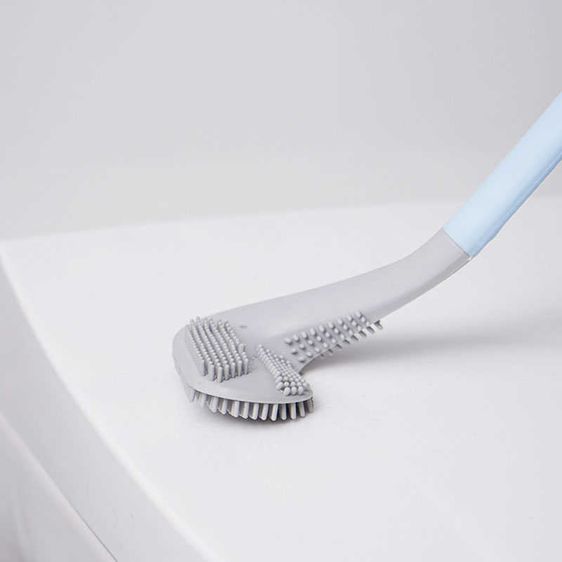 New Golf Bendable Silicone Toilet Brush Flexible Soft Brush Head Long Handle Toilet Cleaning Brush Home Bathroom Hanging Brush