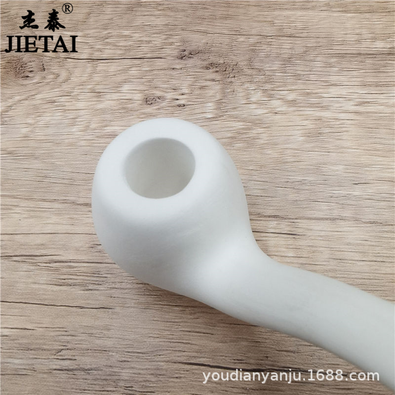 Smoking Pipes New Simple and Pure White Ceramic Dry Tobacco Pipe, Pottery Clay, Old Style Dry Tobacco Bag for Men