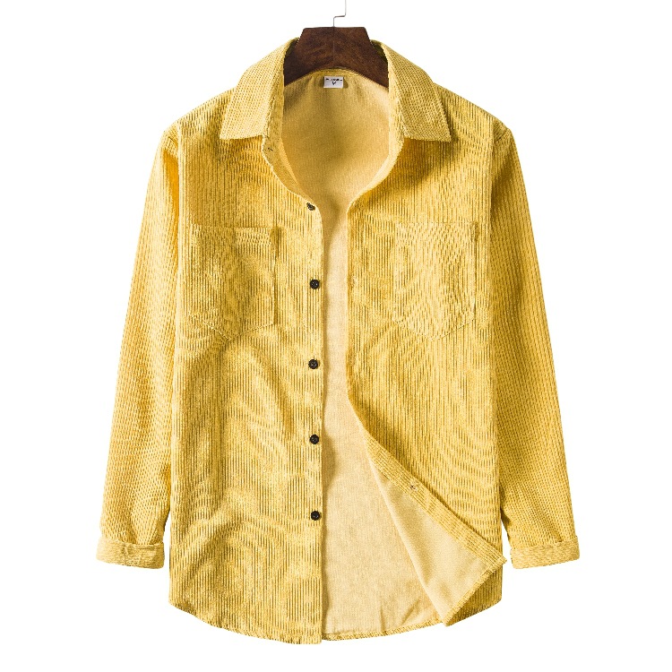 Męskie koszule z długimi rękawami aksamitne gęste polarowe koszule flanelowe z kieszenią khaki/fiolet/żółty/różowy/niebieski na jesienne wiosnę All Seasons Men wakacje modne topy zużycie