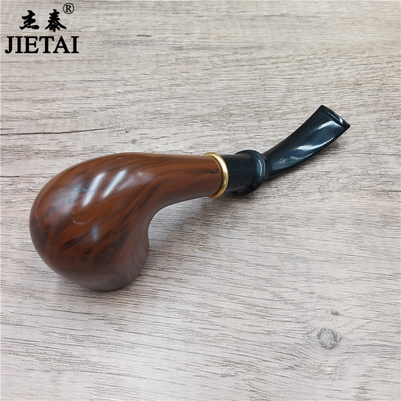 Cachimbos de fumar Cachimbo de filtragem de resina masculino portátil, pote de cachimbo de metal, boca curva antiquada de baquelite, saco de tabaco seco de limpeza destacável