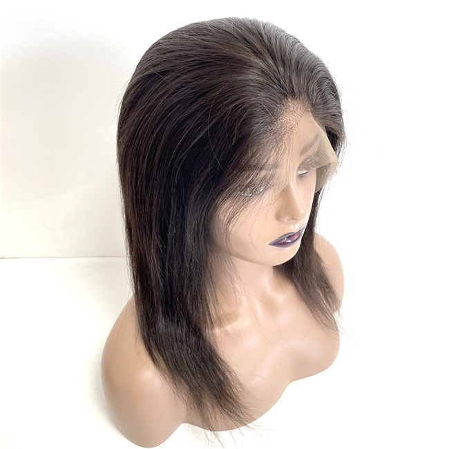 20 inches Long Indian Virgin Human hair 130% Density Silky Straight Full Lace with PU Perimeter Wig for Black Woman