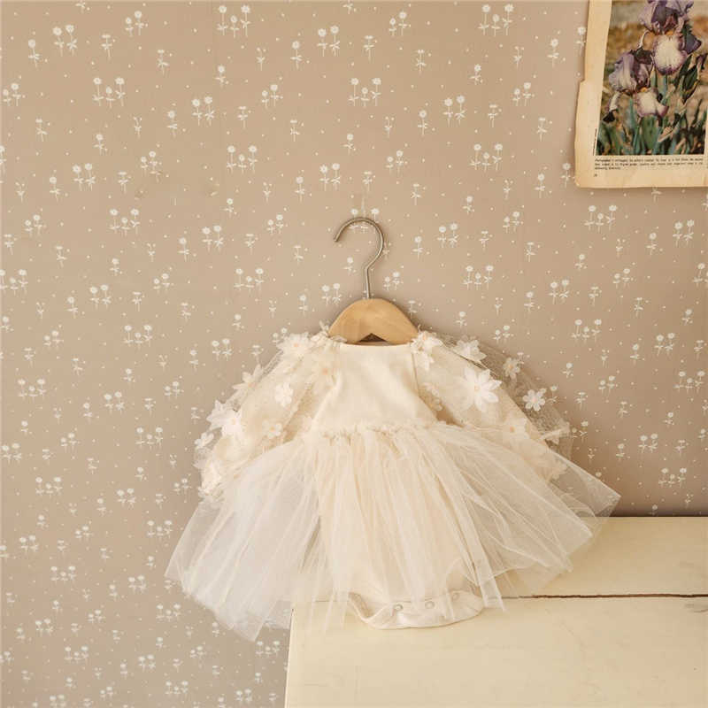 Newborn Girl Dresses Spring Cute Baby Wear Christening Party Wedding Dress Baby Girl Romper Infantil Princess Baptism Clothes L230625