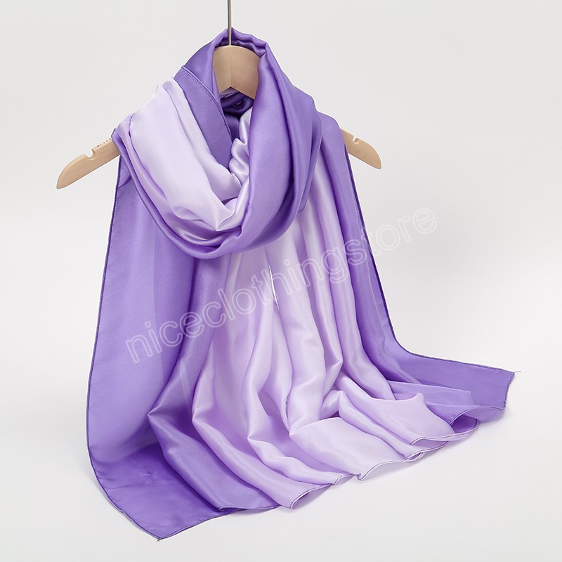 Gradient Satin Long Shawls Ombre Silk Bag Scarves Big Size Muslim Women Hijab Travel Beach Maxi Wrap Elegant Ladies Party Shawl