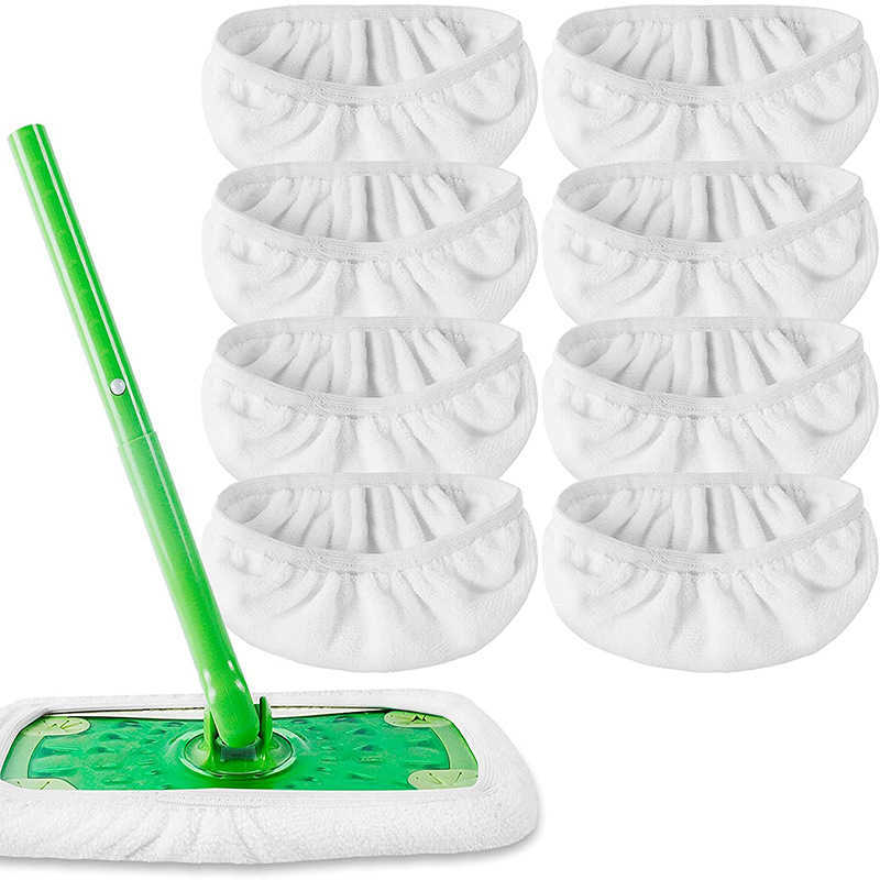 Nytt förtjockat elastiskt band Flat Mop Cloth Coral Fleece/Microfiber/Chenille Ersättning Rotary Mop Cleaning Pad For Badrum