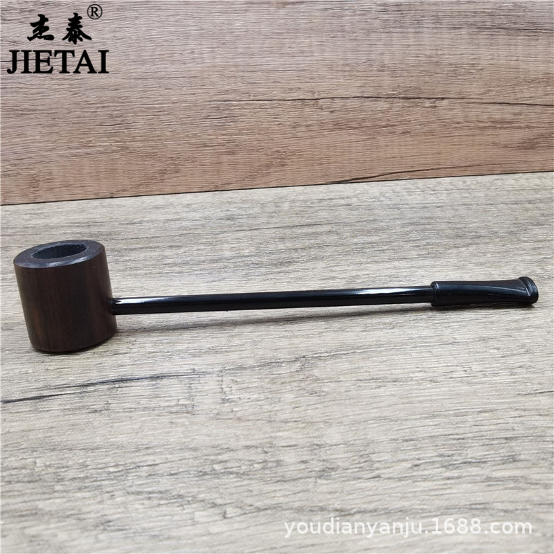 Pipa da fumo Mini pipa da uomo portatile in legno di sandalo nero con stelo dritto