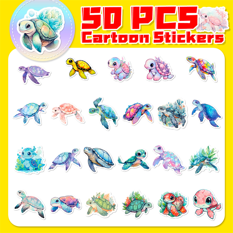 Colorful Cute Sea Turtle Stickers Turtle Marine Animal Graffiti Stickers for DIY Luggage Laptop Skateboard Motorcycle Bicycle Stickers