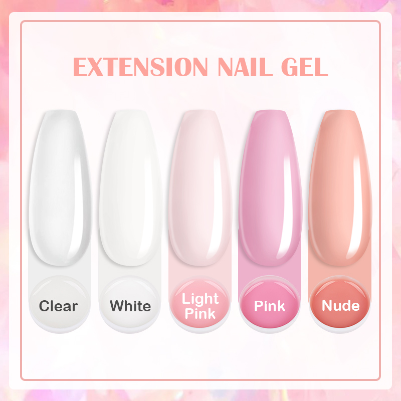 Esmalte de uñas de Gel de 8ml para extensiones de estructuras de uñas de manicura rosa blanco claro arte de uñas barniz duro Gel de construcción UV