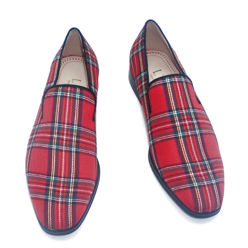 Nieuwe Mode Schotse Stof Plaid Loafers Mannen Casual Schoenen Hoge Kwaliteit Zomer Schoenen Heren Flats Party En Banket Schoenen