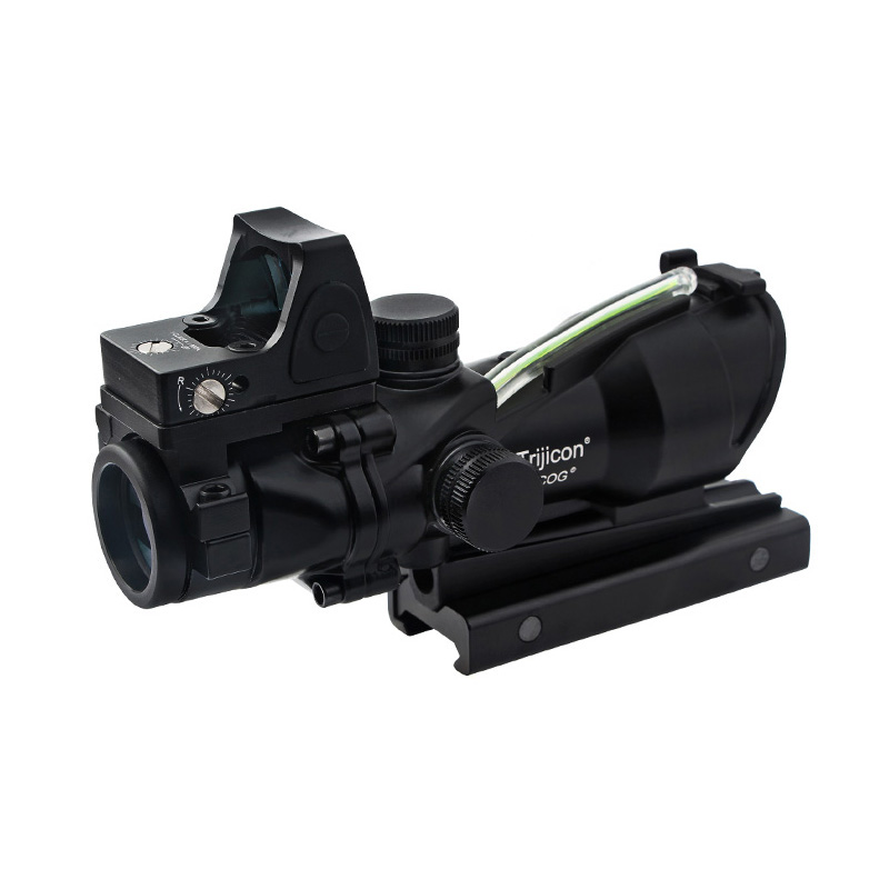 Tactische ACOG Fiber Source Scope 4x32 Rode Verlichte Optiek Chevron Glas Geëtst Richtkruis Real Fiber Riflescope met RMR Micro Red Dot Sight