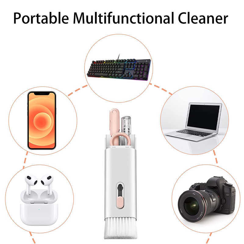 Kit de cepillo de limpieza de teclado 7 en 1 Limpiador de electrónica de auriculares para Airpods Pro Auriculares Teléfono Computadora Cámara Herramienta de limpieza de polvo L230619