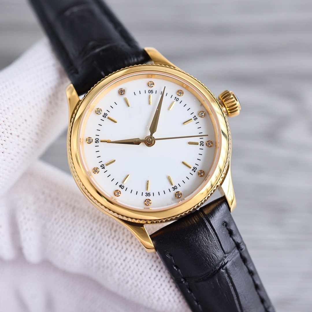 Kvalitetskvinnor Watch Fashion Style, 32mm, Cowhide Strap, Dress Watch, Casual Watch Waterproof Luxury Watch