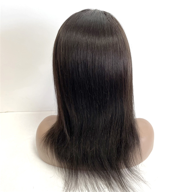 20 inches Long Indian Virgin Human hair 130% Density Silky Straight Full Lace with PU Perimeter Wig for Black Woman