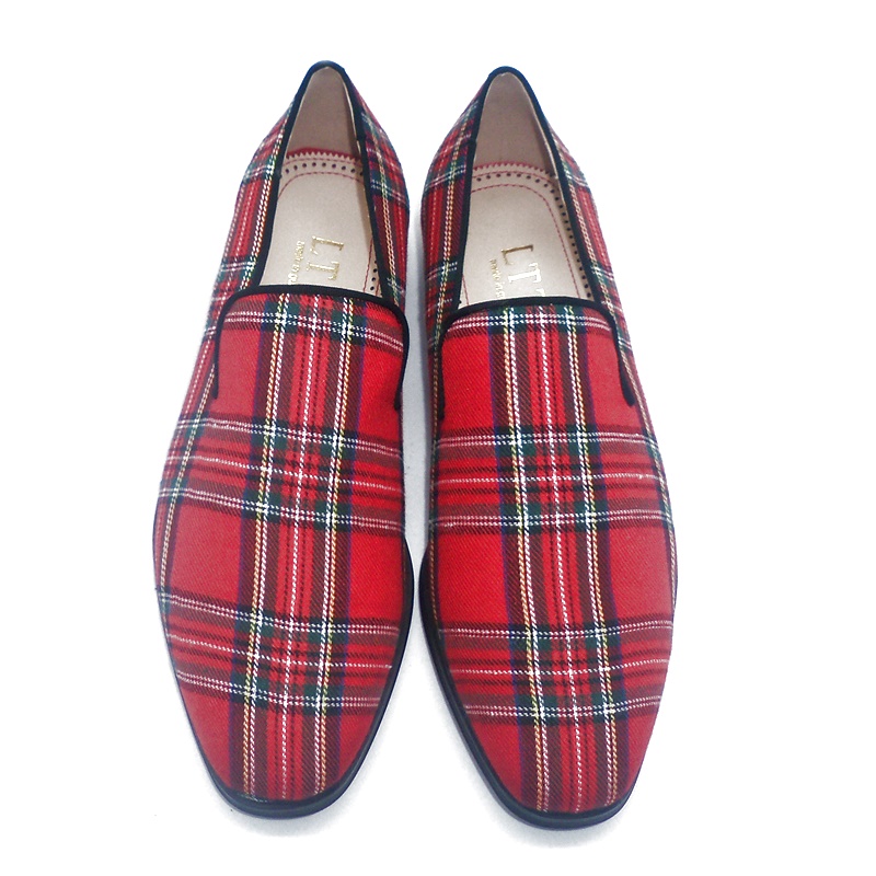 Nytt mode skotska tyg pläd loafers män casual skor hög kvalitet sommarskor mens lägenheter fest och bankettskor