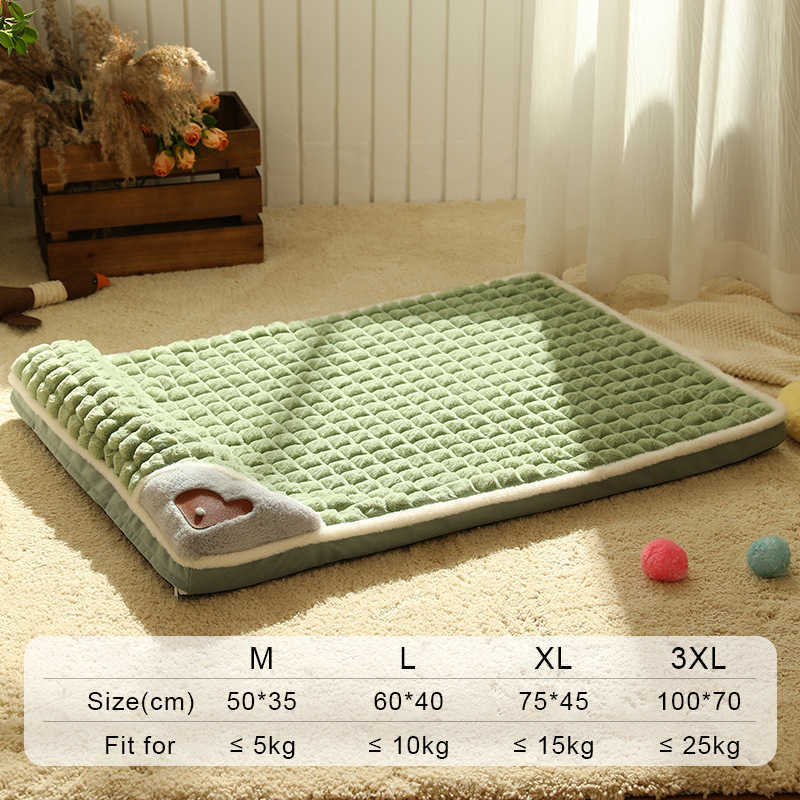 Washable Winter Dog Mat Luxury Pad Pet Bed for Small Medium Large Dogs Plaid Bed for Cats Dogs Fluff Sleeping Removable