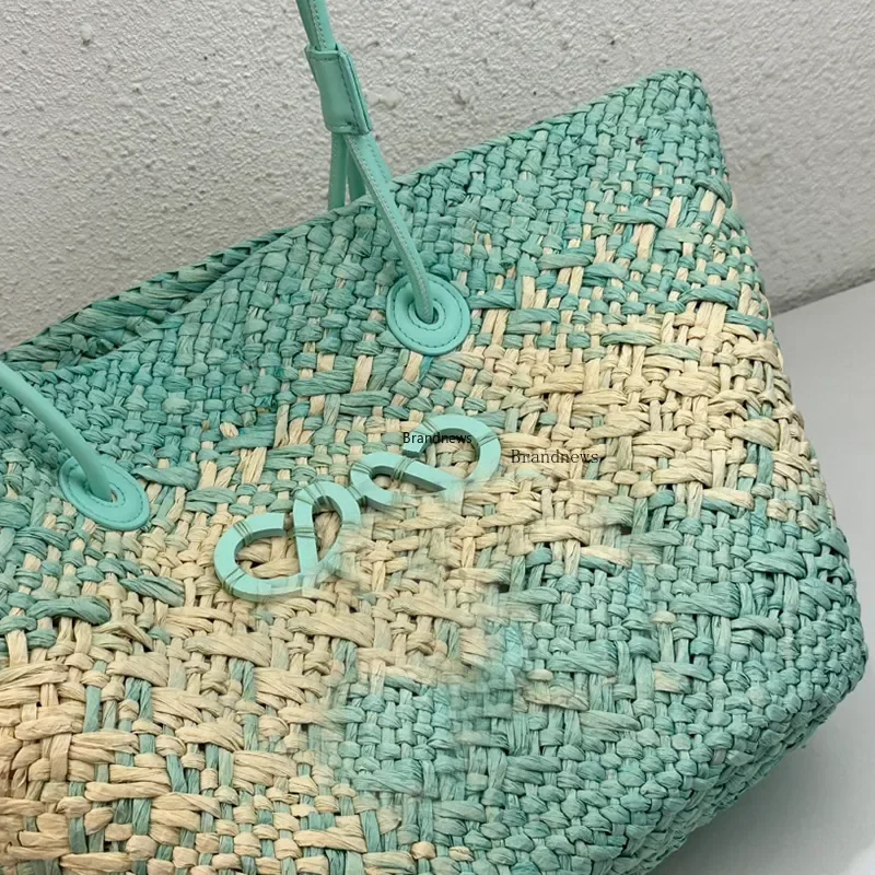 52 cm grand sac fourre-tout couleur paille sac de plage sac à bandoulière sac à provisions panier sacs à main concepteur femmes tisser sacs à main sac à main grande capacité crochet plage fourre-tout pochette 2442