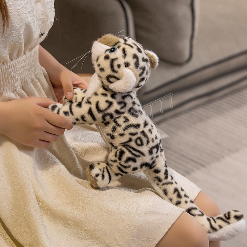 43 cm Echte Leben Nette Weiße Leopard Löwe Plüsch Spielzeug Gefüllte Wald Simulation Tier Puppe Kinder Kinder Cartoon Geburtstag geschenk