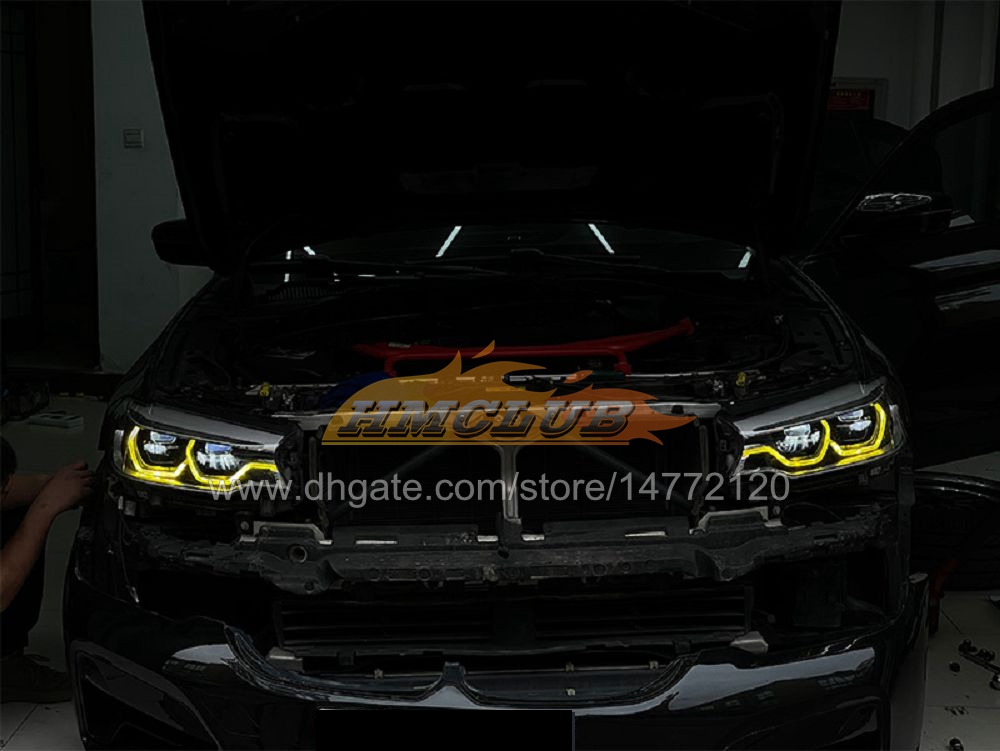 Applicable Fo BMW 5 Series G30 520 525 530 535 CSL DRL M5 Yellow Golden Color Eye Lamps G31 F90 Daylight Lemon Yellow Daytime Running Light Lemon Yellow Car Lights Lamp