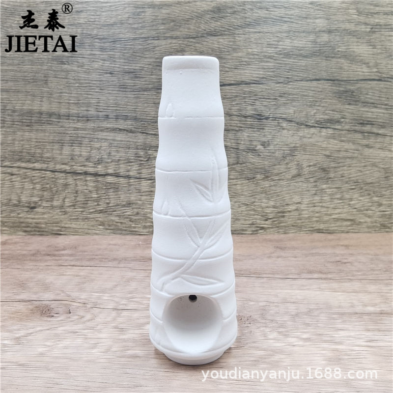 Smoking Pipes Personalized Bamboo Joint White Porcelain Dry Pipe New Bamboo Leaf Printed Ceramic Dry Pipe