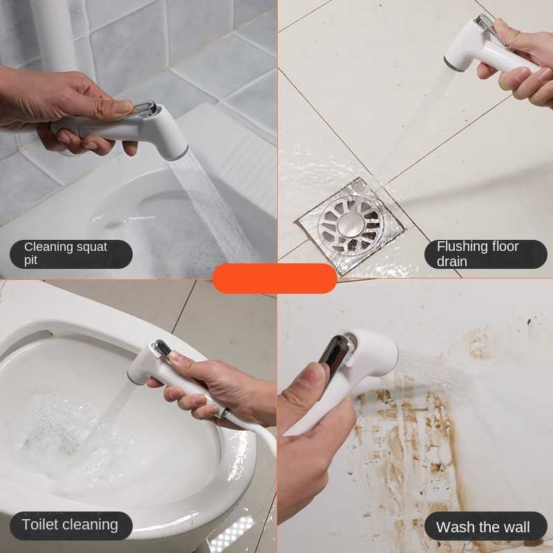 New ABS Portable Bidet Sprayer Set Handheld Toilet Bidet Retractable Spring Hose Adapter Free Mounting Bracket Switch Cleaning Tool