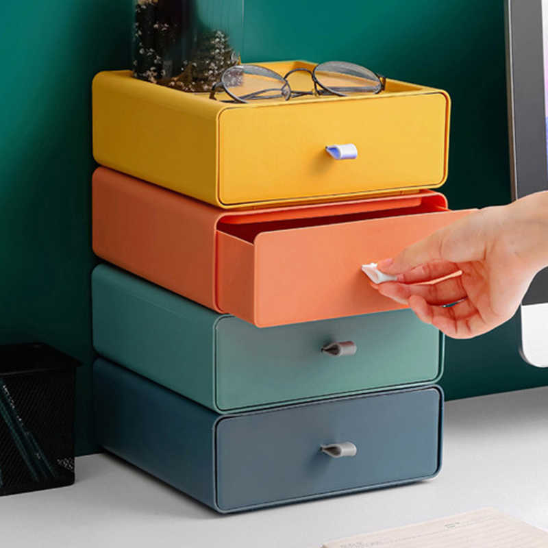 New Multifunctional Desktop Cosmetics Storage Box Counter Drawer Shelving Student Desk Stationery Storage Box Office Organizing Tool