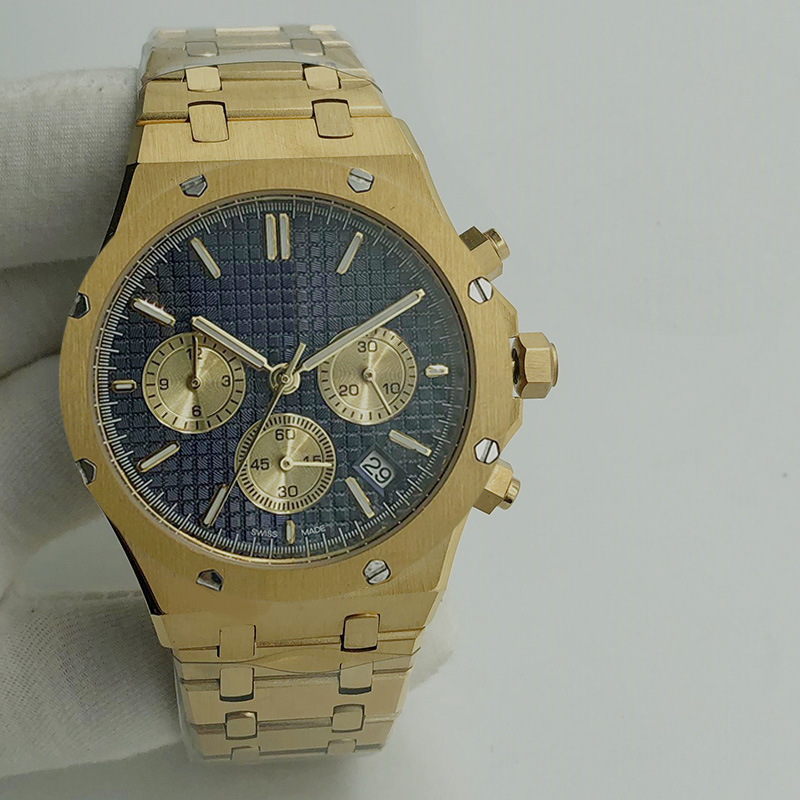 Relógio masculino de luxo de alta qualidade, movimento de quartzo, pulseira de aço inoxidável, versão esportiva VK Chronograph, relógio à prova d'água